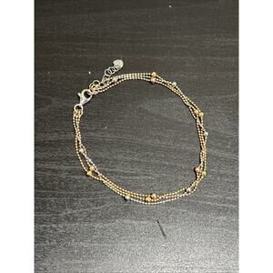 Dainty Sterling Silver 925 Italy 9”-10" Ball Bead 3 Strand Bracelet Anklet